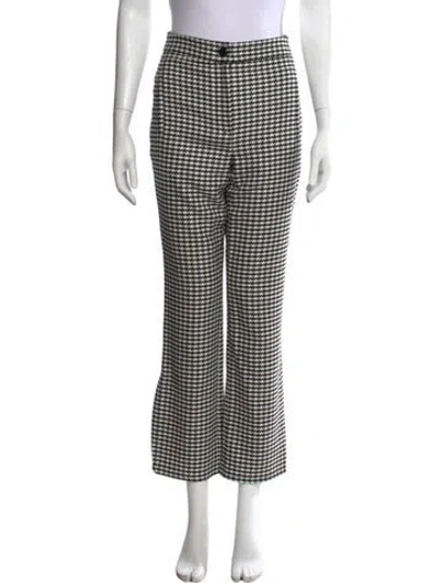 Pre-owned Veronica Beard Houndstooth Print Flared Pants In White