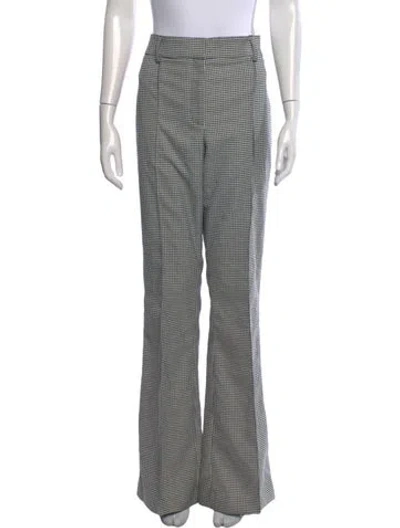 Pre-owned Veronica Beard Houndstooth Print Flared Pants In White