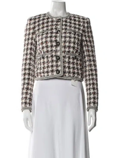 Pre-owned Veronica Beard Houndstooth Print Jacket In Neutral