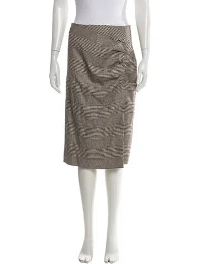 Pre-owned Veronica Beard Houndstooth Print Knee-length Skirt W/ Tags In Brown