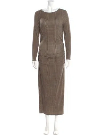 Pre-owned Veronica Beard Houndstooth Print Long Dress W/ Tags In Brown/neutrals