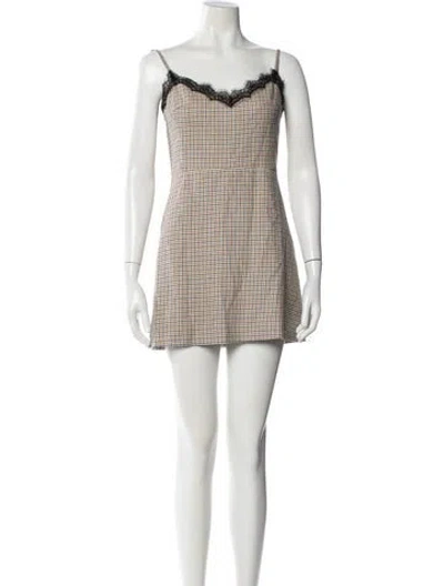 Pre-owned Veronica Beard Houndstooth Print Mini Dress In White
