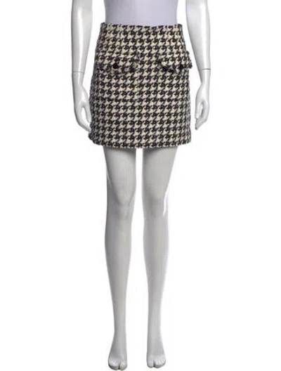 Pre-owned Veronica Beard Houndstooth Print Mini Skirt In Black/neutrals