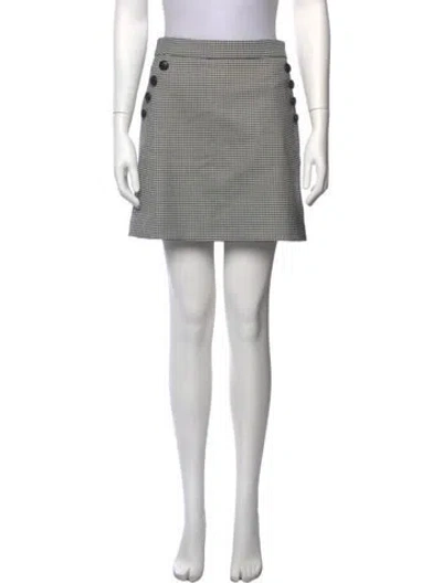Pre-owned Veronica Beard Houndstooth Print Mini Skirt In Black/white