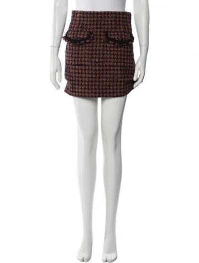 Pre-owned Veronica Beard Houndstooth Print Mini Skirt In Blue