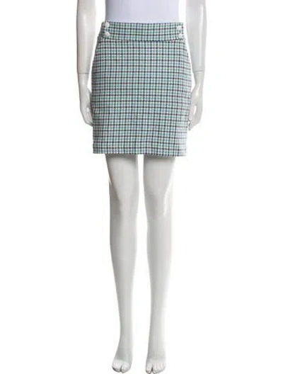 Pre-owned Veronica Beard Houndstooth Print Mini Skirt In Blue