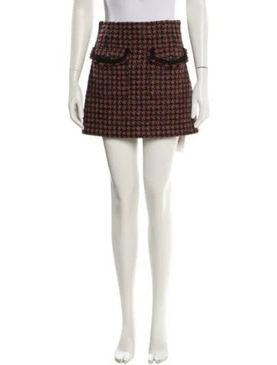 Pre-owned Veronica Beard Houndstooth Print Mini Skirt In Brown