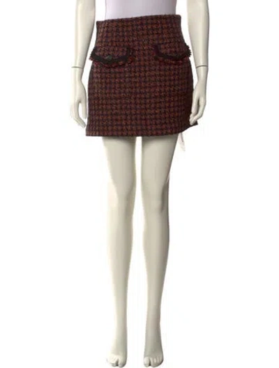 Pre-owned Veronica Beard Houndstooth Print Mini Skirt In Multi