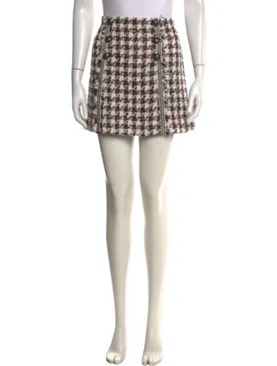Pre-owned Veronica Beard Houndstooth Print Mini Skirt In Neutral