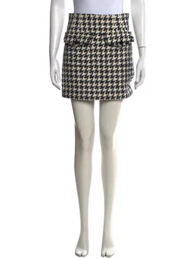 Pre-owned Veronica Beard Houndstooth Print Mini Skirt In Neutrals