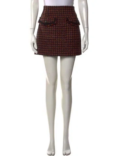 Pre-owned Veronica Beard Houndstooth Print Mini Skirt In Neutrals