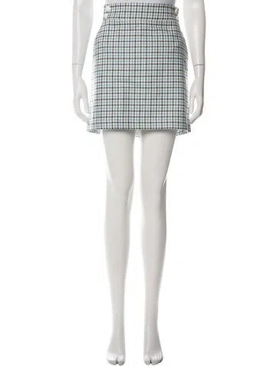 Pre-owned Veronica Beard Houndstooth Print Mini Skirt W/ Tags In Green