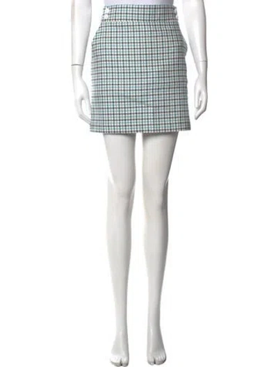 Pre-owned Veronica Beard Houndstooth Print Mini Skirt In White