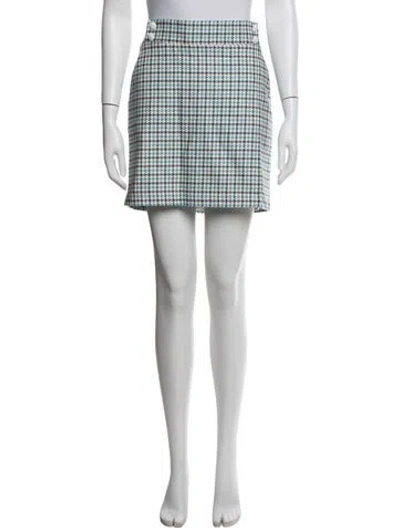 Pre-owned Veronica Beard Houndstooth Print Mini Skirt In White