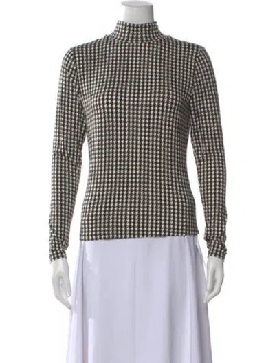 Pre-owned Veronica Beard Houndstooth Print Mock Neck Top W/ Tags In Multi