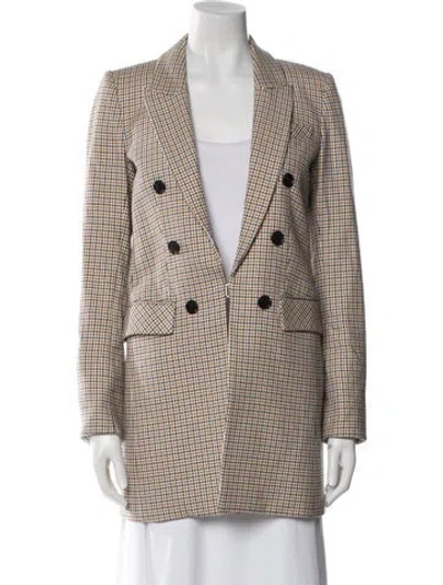 Pre-owned Veronica Beard Houndstooth Print Peacoat In Multi