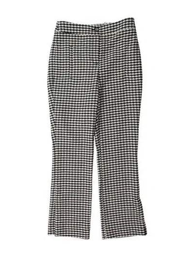 Pre-owned Veronica Beard Houndstooth Print Straight Leg Pants In Black