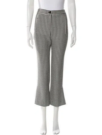 Pre-owned Veronica Beard Houndstooth Print Straight Leg Pants In Black