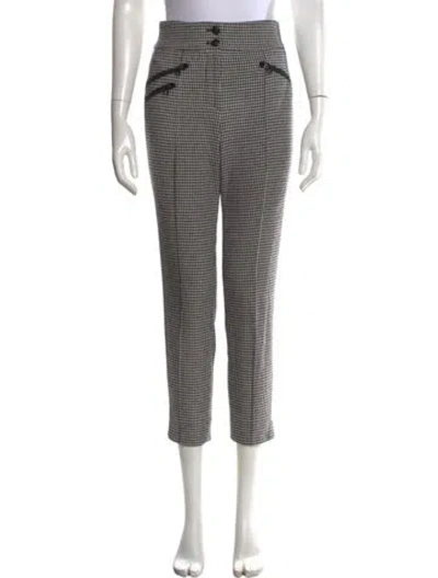 Pre-owned Veronica Beard Houndstooth Print Straight Leg Pants In Black