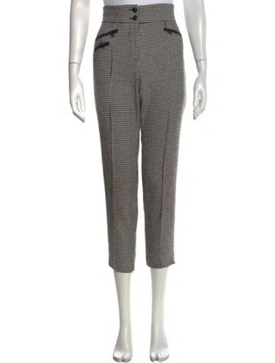 Pre-owned Veronica Beard Houndstooth Print Straight Leg Pants In Black/white