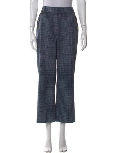 Pre-owned Veronica Beard Houndstooth Print Straight Leg Pants In Blue