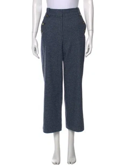 Pre-owned Veronica Beard Houndstooth Print Straight Leg Pants In Blue
