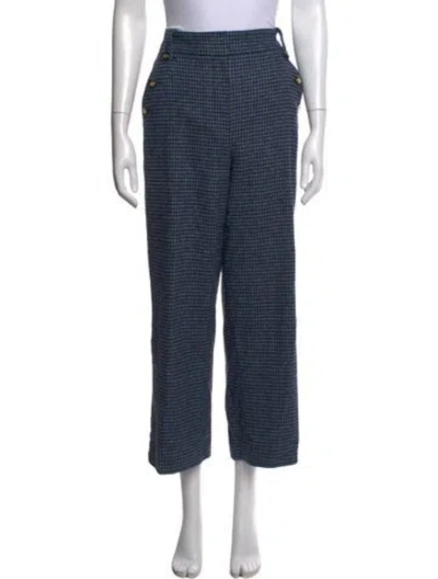 Pre-owned Veronica Beard Houndstooth Print Straight Leg Pants In Blue