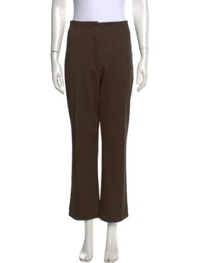 Pre-owned Veronica Beard Houndstooth Print Straight Leg Pants In Brown