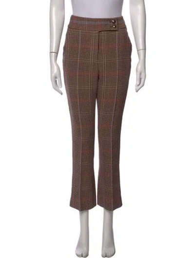Pre-owned Veronica Beard Houndstooth Print Straight Leg Pants In Brown