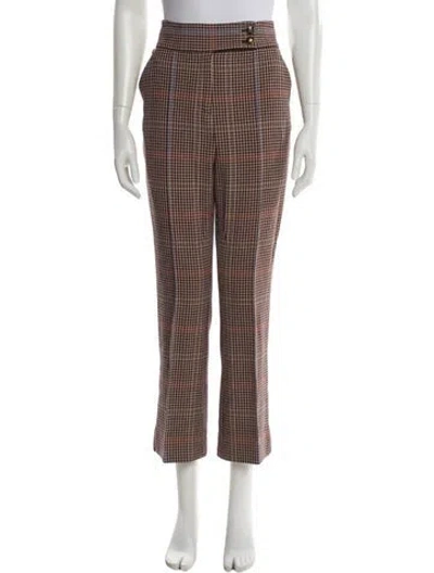 Pre-owned Veronica Beard Houndstooth Print Straight Leg Pants In Neutral