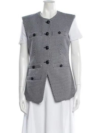 Pre-owned Veronica Beard Houndstooth Print Vest W/ Tags In White