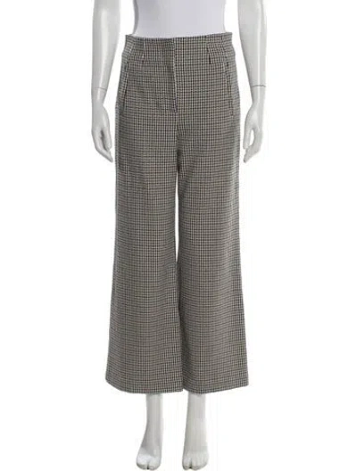 Pre-owned Veronica Beard Houndstooth Print Wide Leg Pants In Brown