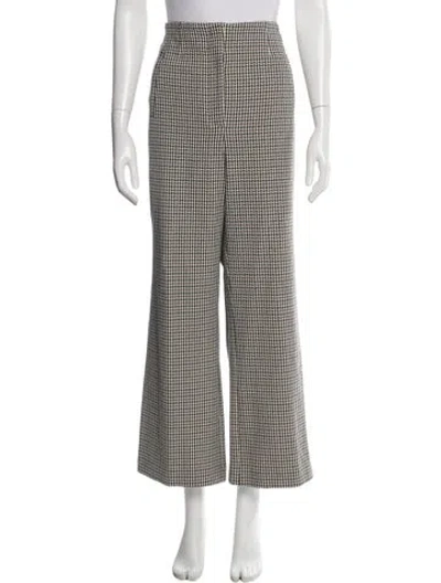 Pre-owned Veronica Beard Houndstooth Print Wide Leg Pants In Neutral