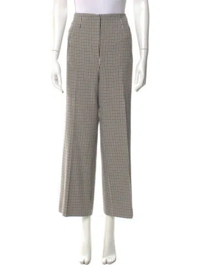 Pre-owned Veronica Beard Houndstooth Print Wide Leg Pants In Neutral
