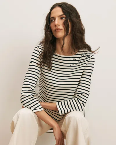 Veronica Beard Hovey Embroidered Stripe Top