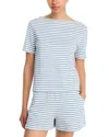 Veronica Beard Hovey Short Sleeve Top In Dove Lake Mist In Blue