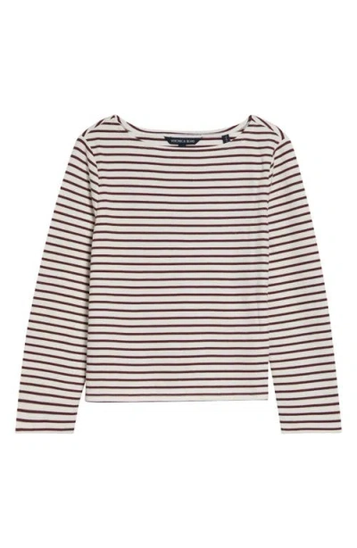 Veronica Beard Hovey Stripe Stretch Cotton Boat Neck Top In White