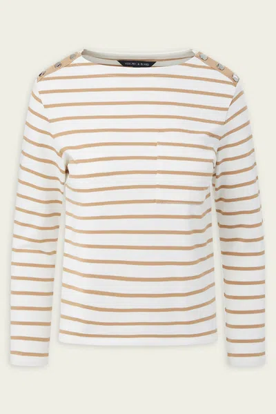 Veronica Beard Hovey Oberteil Aus Baumwoll-jersey Mit Streifen In Off-white/khaki