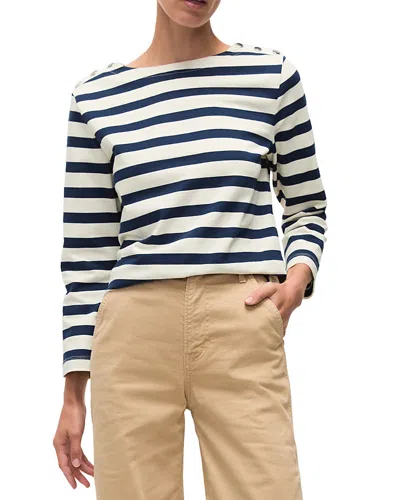 Veronica Beard Hovey Striped Top In Navy Dove