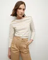 Veronica Beard Hovey Oberteil Aus Baumwoll-jersey Mit Streifen In Off-white/khaki