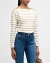 Veronica Beard Hovey Oberteil Aus Baumwoll-jersey Mit Streifen In Off White/khaki