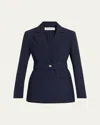 Veronica Beard Howard Single-breasted Belted Cotton Blazer In Blue