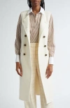 Veronica Beard Sleeveless Long Vest In Ivory