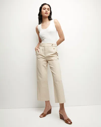 Veronica Beard Hunter Seersucker Trouser Khaki White In Khaki/white