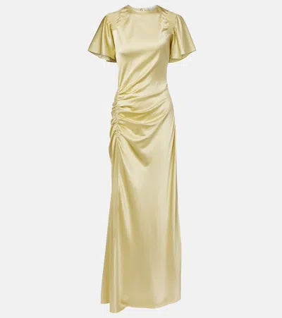 Veronica Beard Womens Pistachio Huntleigh Short-sleeve Satin Maxi Dress In Gold