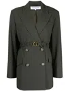 Veronica Beard Hutchinson Dickey Grain De Poudre Wool-blend Blazer In Green