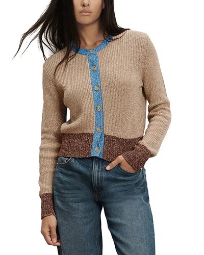Veronica Beard Ibra Crewneck Cardigan Sweater In Brown