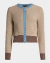 Veronica Beard Ibra Wool-blend Colorblock Cardigan In Brown