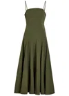 Veronica Beard Ilona Topstitch Detail Cotton Blend Dress In Green