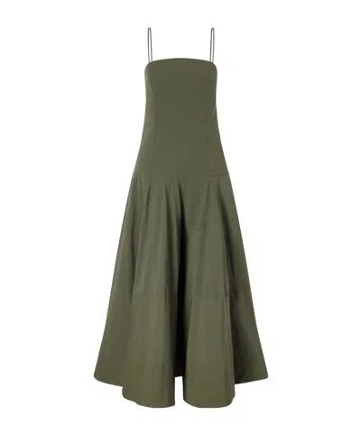 Veronica Beard Ilona Taffeta Midi Dress In Green